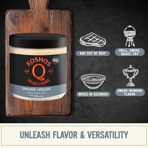 Kosmos Q Reserve Blend Brisket Injection, Premium Beef BBQ Marinade for Tender & Juicy Brisket, Phosphate-Enhanced for Moisture Retention, Competition-Grade Seasoning, Gluten Free, 16 Oz Jar