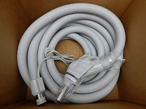 35ft Electric Hose, Plastic, Central Vacuum Hose, Grey/Silver, 1.5" Wall End Cuff, 8ft Pigtail, 7.29lbs