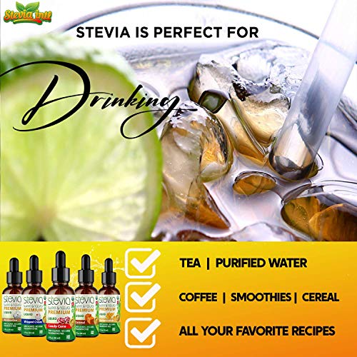 Stevia Intl - (Pack of 5) Wonka Land Bundle. Stevia Liquid Drops with 5 Flavors. All Naturally Sweet, Non-Bitter, No Sugar Added, 0 Carb, 0 Calorie