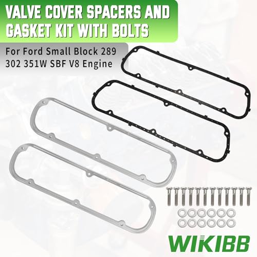 Valve Cover Spacer and Gasket Kit for Ford 289 302 351W SBF V8 | Includes 1/2 Inch Aluminum Spacers, Steel Core Gaskets