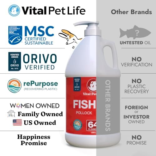 Fish Oil for Dogs, Healthy Skin & Coat Salmon Pollock Liquid Omega 3, 64 oz