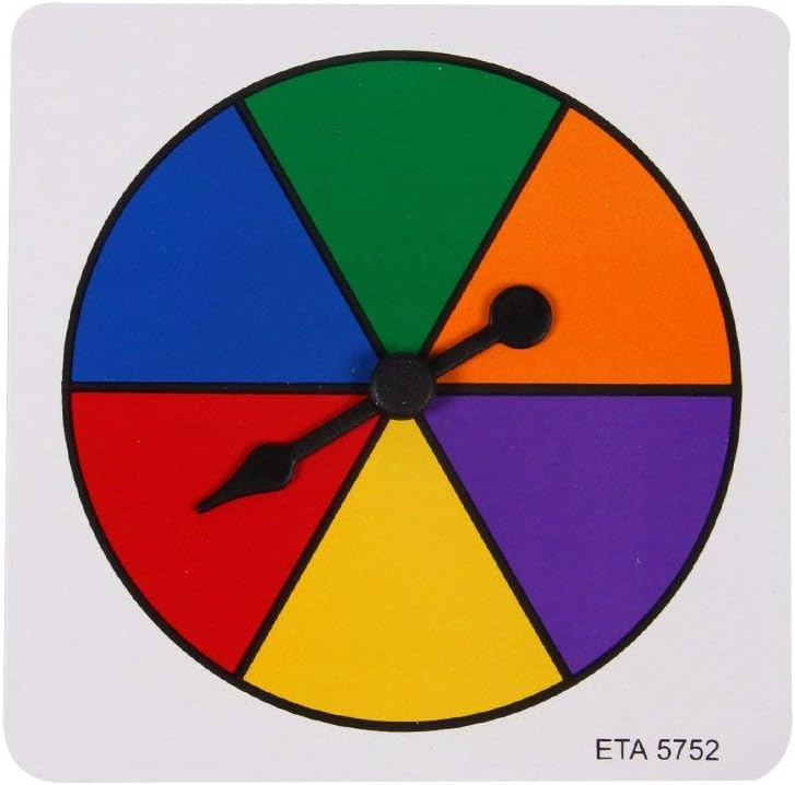 hand2mind Rainbow Color Spinners, Probability Spinner, Dry Erase Spinner Wheel, Plastic Spinners for Classroom, Arrow Game Spinner
