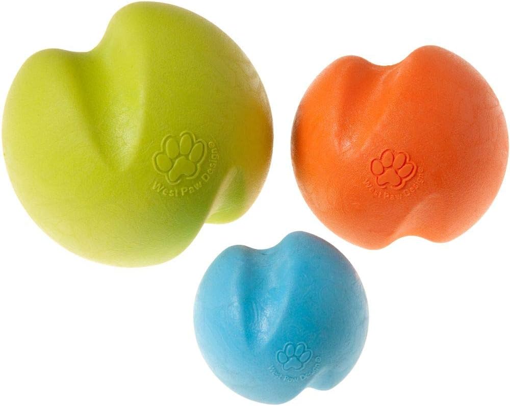 WEST PAW Zogoflex Jive Ball Dog Chew Toy – Bouncing Toys for Dogs, Fetch, Catch, Chewing, Play – Floatable, Recyclable Balls – Latex-Free, Non-Toxic, Dishwasher Safe Dog Toy, X-Small 2", Granny Smith