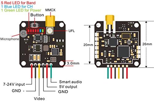AKK FX3-ultimate 5.8GHz 25mW/200mW/400mW/600mW Switchable Mini VTX Support OSD Configuring via Betaflight