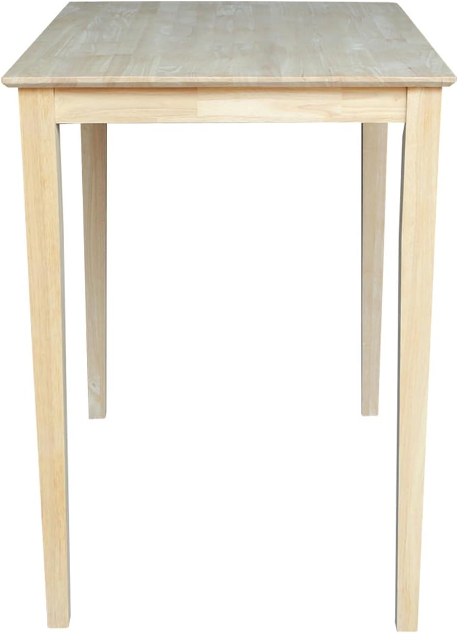 International Concepts Table Top Solid with Wood Bar Height Shaker Legs, 30 by 48-Inch, Unfinished