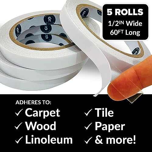 HIPPIE CRAFTER Clear Double Sided Tape, 2 Inch Wide Heavy-Duty Adhesive, Removable Mounting Tape for Posters, Carpets, Wall-Safe Use, Crafts