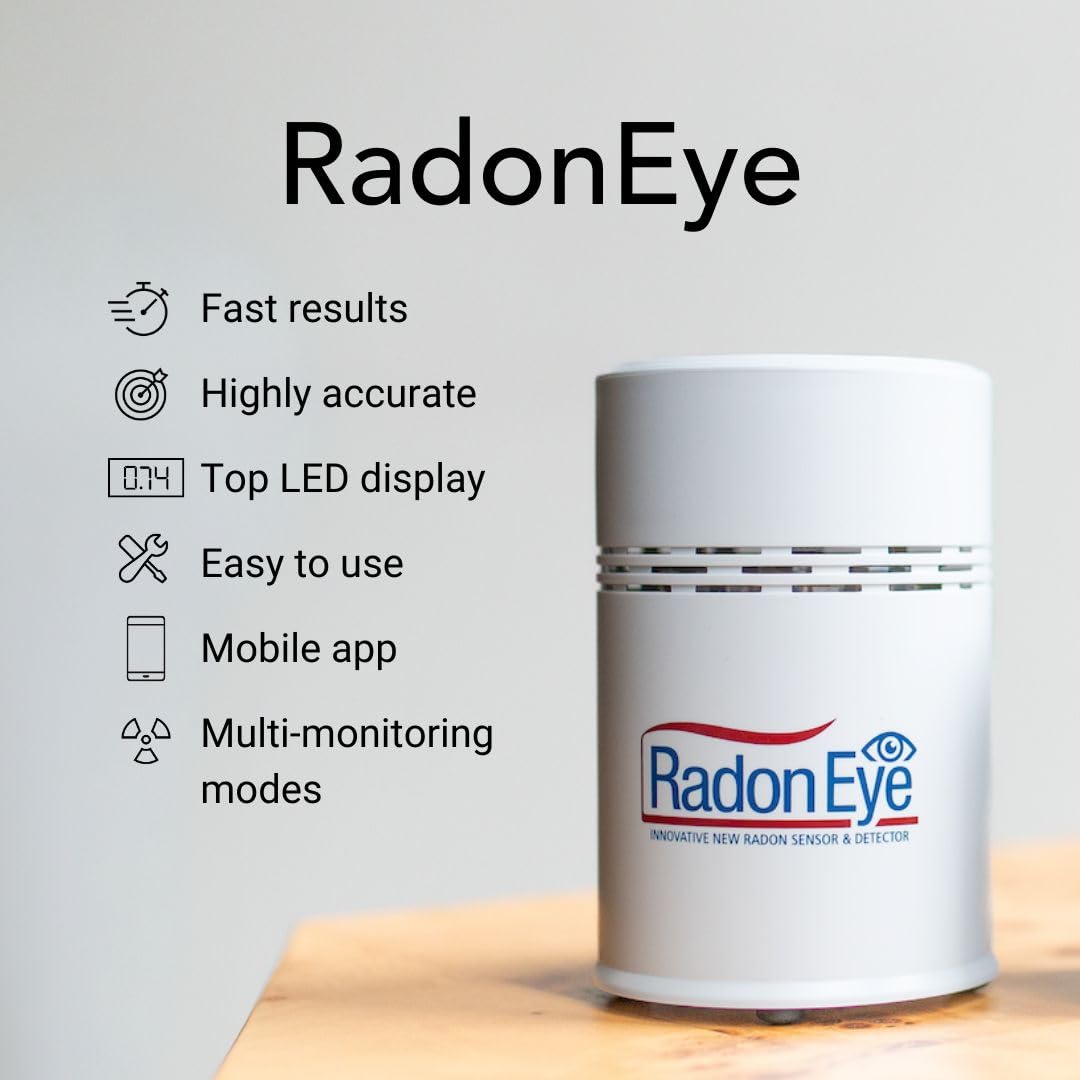 Ecosense Continuous Home Radon Detector, OLED Display, Bluetooth, RD200 | 95% Accuracy in 10 Hours, Results Updated Every 10 Minutes