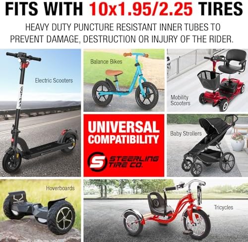 10x2 Inner Tube for Scooters & Power Chairs with an Angled Valve Stem (2-Pack) - Thorn Resistant & 3X Thicker Than OEM - Compatible with 10x1.90