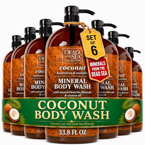 Dead Sea Collection Coconut Body Wash for Women and Men - with Pure Dead Sea Minerals and Coconut Oil - Cleanses and Moisturizes Skin - Pack of 2 (67.6 fl. oz)