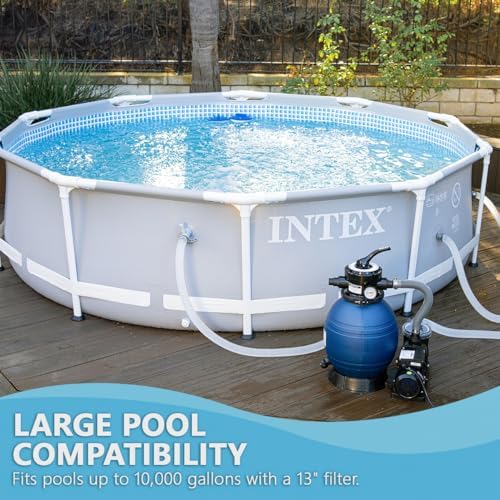 XtremepowerUS 13" Sand Filter Pump System for Above Ground Swimming Pool Self-Priming Pool Pump Multi-Port Valve, Strainer Basket 2, 400 GPH, Up to 10