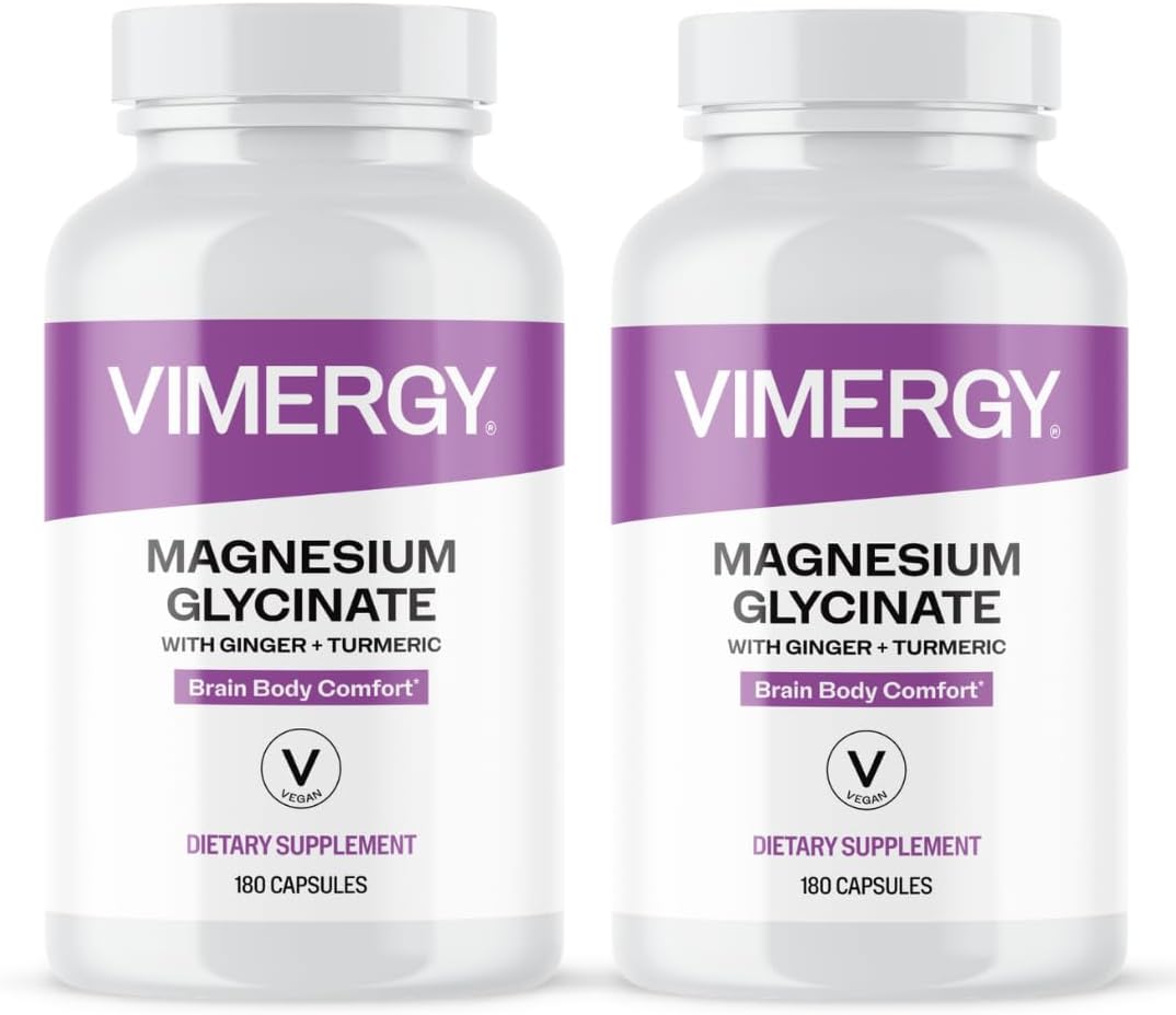 VIMERGY Magnesium Glycinate Supplement, Vegan, 180 Capsules, 90 Servings