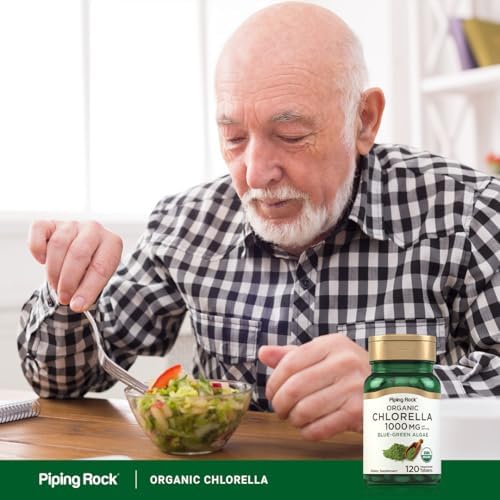 Piping Rock Chlorella | 1000mg | 120 Tablets | Organic Blue-Green Algae | Non-GMO, Gluten Free Supplement