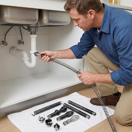 Drain Snake Drill Attachment Auger Cutter Kit compatible with RIDGID K-400 C-4 C-6 C-7 C-8 C-9 Models, 10 Pieces for 5/8 Inch Drain Snake Cable
