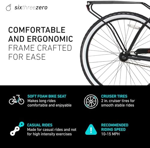 sixthreezero Around The Block Men's Beach Cruiser Bike, Hybrid Bicycle with Rear Rack