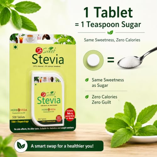 So Sweet Stevia 500 Tablet Dispenser - Natural Sweetener, Zero Calories, Keto-Friendly, Sugar Substitute, No Artificial Flavors, Convenient Travel Size