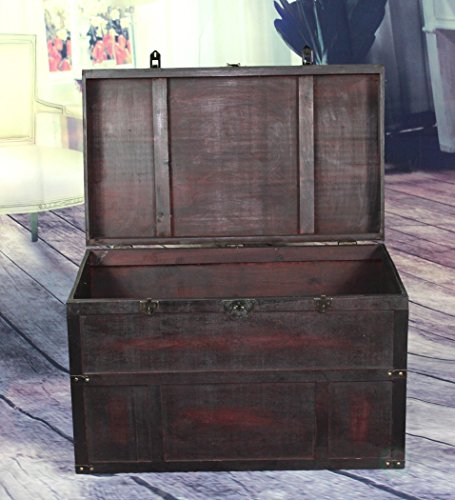 Vintiquewise QI003041LNEW Antique Style Wooden Steamer Trunk