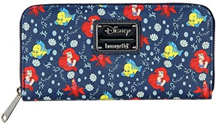Loungefly Disney Little Mermaid Ariel And Flounder Faux Leather Full Zip Wallet