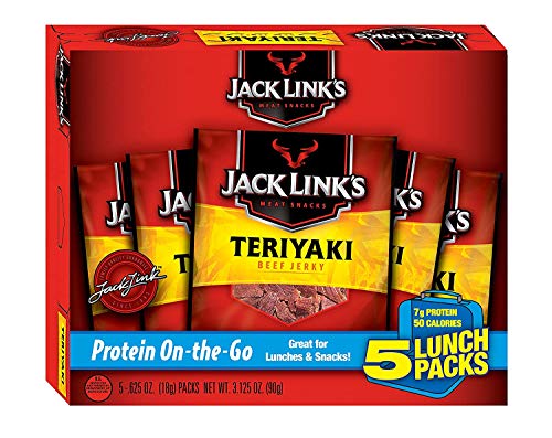 Jack Link's Teriyaki Beef Jerky Multipack - (5 Pack) 0.625 oz Bags - Ready to Eat Real Meat Protein Snacks - 7g Protein per Serving - Made with 100% Real Beef | Bags - Ready to Eat Real Meat Protein Snacks - 7g Protein per Serving - Made with 100% Real B…