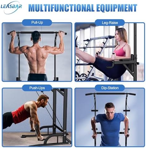 Pull Up Dip Station for Home Gym, Power Tower with Backrest, Adjustable Height Pull Up Bar Stand