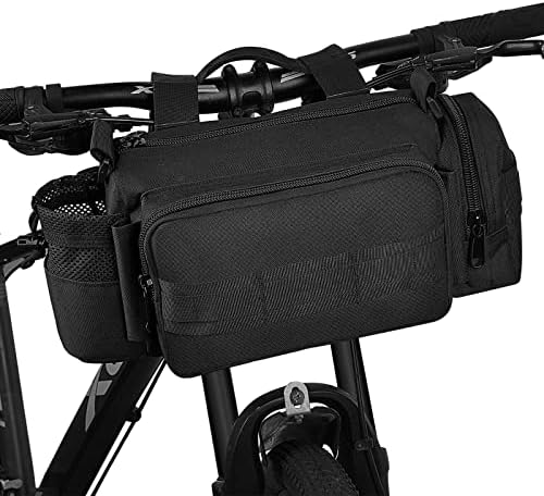 BraveHawk OUTDOORS Bike Handlebar Bag, 900D Nylon Oxford Multi-purpose Waist Bag Water Resistant Bicycle Cycling Pack (Black)