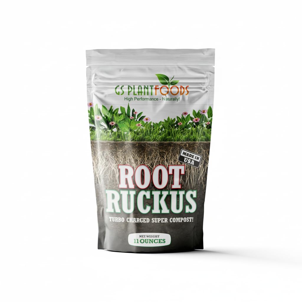 GS Plant Foods Root Ruckus Compost Fertilizer Organic Plant Food - Turbo Charged Compost for Plants - Humic Acid & Sea Kelp Nutritional Root Supplement for Lawns, Soil, Shrubs & Vegetables - 1 Gallon