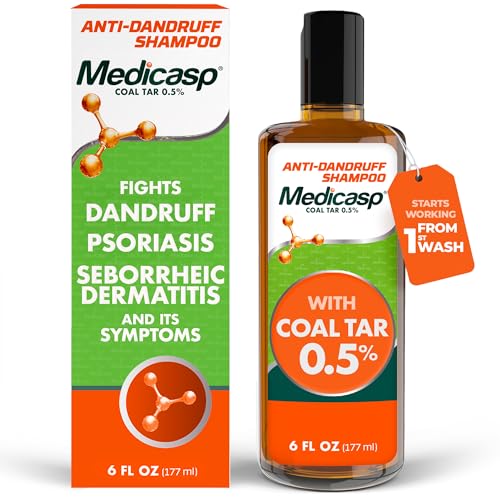 Medicasp Coal Tar Anti-Dandruff Shampoo, Flakes Shampoo, 6 fl oz | Alleviates Symptoms from 1st Wash, Treats Psoriasis, Seborrheic Dermatitis & Itchy Dry Scalp, Fights Root Cause of Dandruff