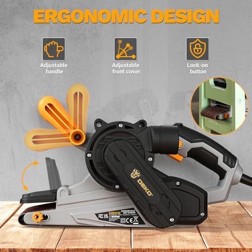 Belt Sander Corded: DEKOPRO 8.4A Belt Sander Handheld with Dust Bag & 2 Metal C Clamps
