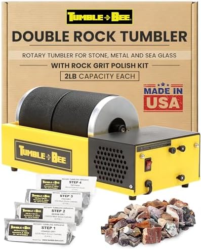 Rock Tumbler - Large Tumbler for Adults and Kids - Rotary Machine for Stone, Rock, Metal and Sea Glass - Polishing Machine Kit for Professionals & Hobbyists - Model TB-14-KIT