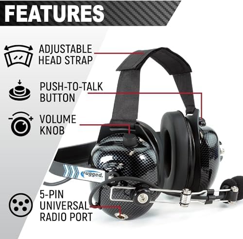 Rugged Radios H41 Behind-the-Head Racing & Industrial Headset | 24dB NRR with Dynamic Noise-Canceling Mic, Clear Hear Speakers, Volume Control