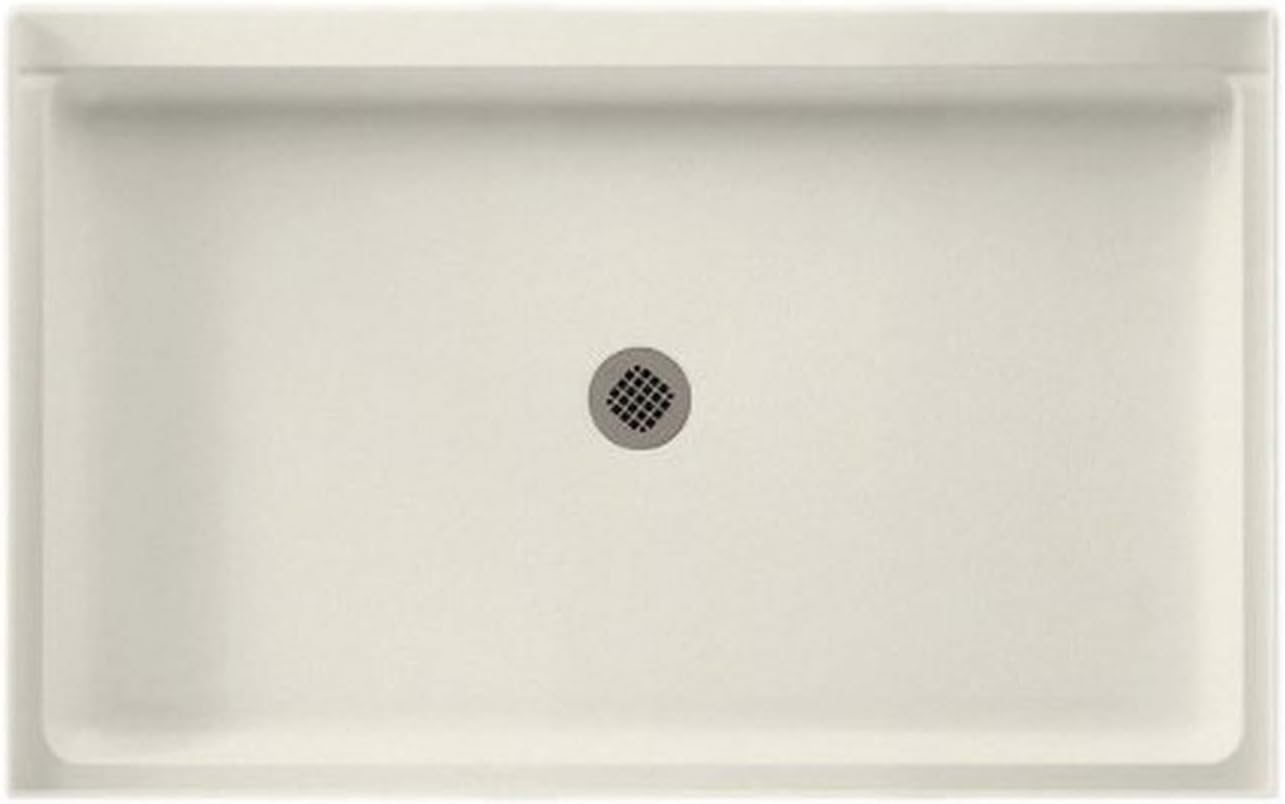 Swan SF03454MD.011 54-in L x 34-in W x 5.5-in H Solid Surface Shower Base, Tahiti White