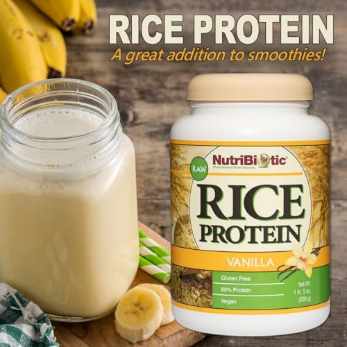 NutriBiotic – Plain Rice Protein, 1 Lb 5 oz (600g) - Low Carb, Keto-Friendly, Vegan, Raw Protein Powder - Grown & Processed Without Chemicals, GMOs or Gluten - Easy to Digest & Nutrient-Rich