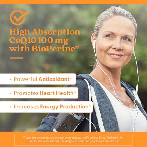 Doctor's Best High Absorption CoQ10 with BioPerine, Gluten Free Naturally Fermented, Heart Health & Energy Production, 100 mg, 60 SoFtgels