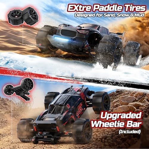 DEERC Fast Brushless RC Car for Adults, 1/14 4WD Off-Road Remote Control Car Truck, 46+ MPH Waterproof All Terrain RC Truggy with 2X 3S LiPo Batteries