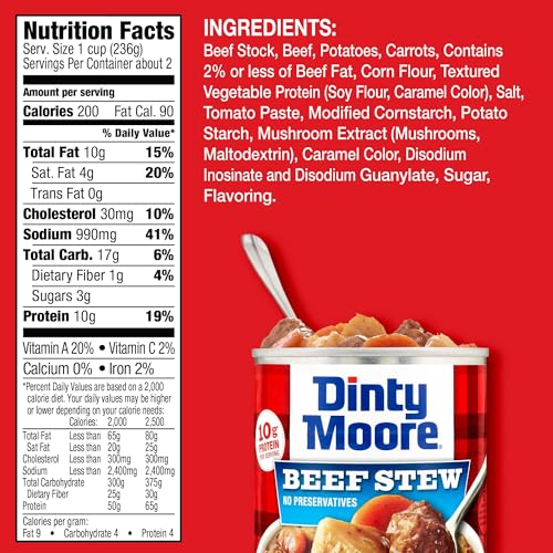 DINTY MOORE Beef Stew with Fresh Potatoes & Carrots 20 Ounce (Pack of 12)