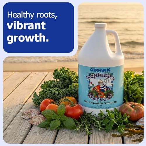 Neptune's Harvest Fish & Seaweed Liquid Fertilizer (2-3-1) - 1 Gallon Bottle - Plant Food for Garden - Indoor & Outdoor Organic Plant Fertilizer for