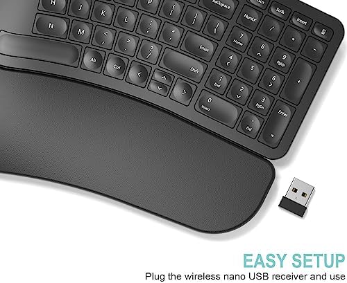 Arteck Split Ergonomic Keyboard with Palm Rest, 2.4G USB Wireless Keyboard