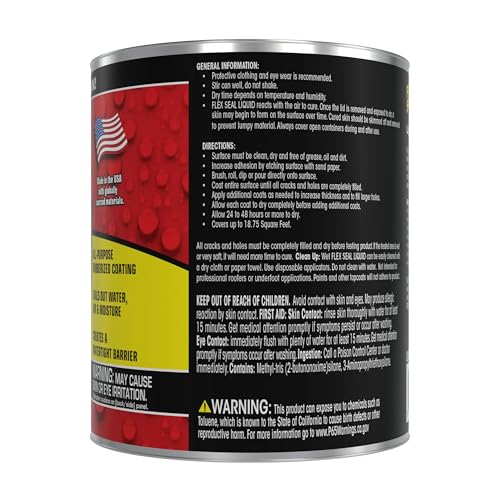 Flex Seal Liquid, Rubber Coating Sealant, Waterproof, Flexible, Breathable, and UV Resistant, Roof Repair, Basements, RV, Campers, Trailers, Marine