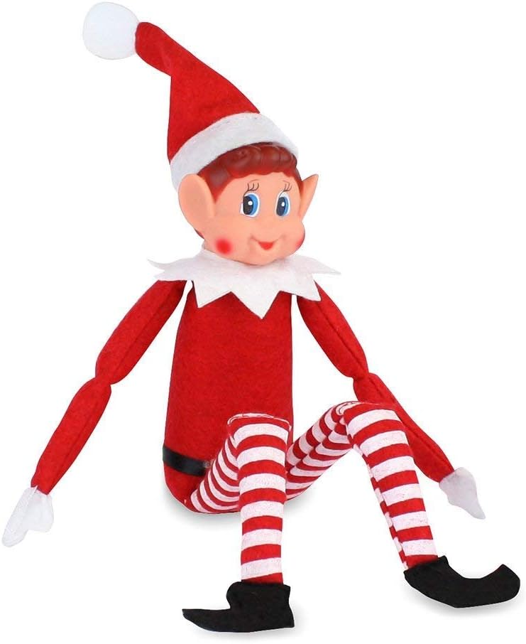 Glow Set of 2 Naughty Little Xmas Elves - Playful Elf Figure with Soft Body, Vinyl Face, Hook and Loop Grip Elves Behavin’ Badly Christmas Family Elfie Elvie Toy Boy Girl