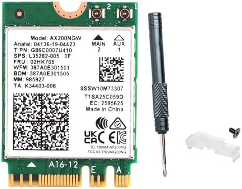 WiFi 6 AX200NGW Laptop Upgrade Card 3000Mbps Bluetooth 5.2 M.2 2230
