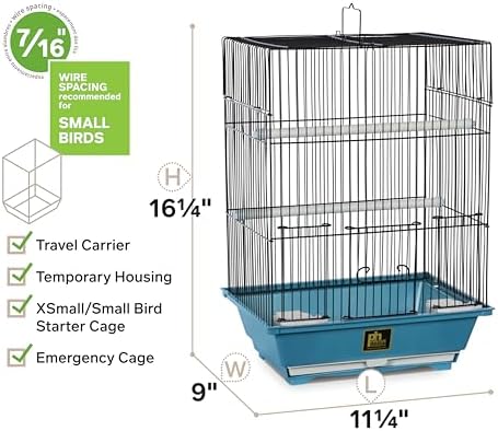 Prevue Pet Products Small Bird Cage - Blue and Black | Ideal for Finches, Canaries, Songbirds, & Small Parakeets, Lightweight Indoor Enclosure