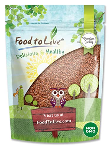 Food to Live - Brown Flax Seeds, 5 Pounds Raw Whole Flaxseed, Kosher, Vegan, Bulk. High Dietary Fiber Food. Rich in Omega-3 Fats. Great for Salads, Baked Goods, Smoothies, Oatmeal, and Yogurt.