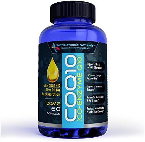 CoQ10, Coenzyme Q10, Highest Absorption with Organic Olive Oil, 100mg, 60 Softgels, Ubiquinone, Ubiquinol, Supports Heart Health. Pure, Natural
