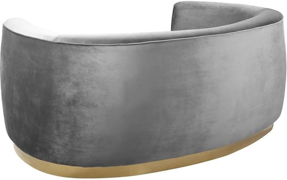 Meridian Furniture Julian Collection Modern | Contemporary Velvet Upholstered Loveseat with Stainless Steel Base in Rich Gold Finish, Black, 70" W x 34" D x 28" H