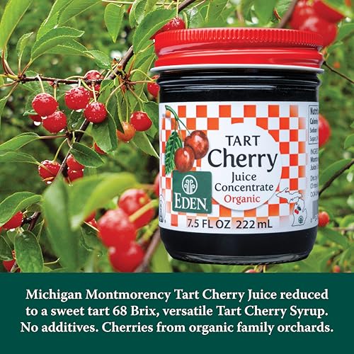 Eden Organic Montmorency Tart Cherry Juice Concentrate, 68 Brix, No Artificial or Refined Sugars, Michigan Cherries, 7.5 Fl Oz