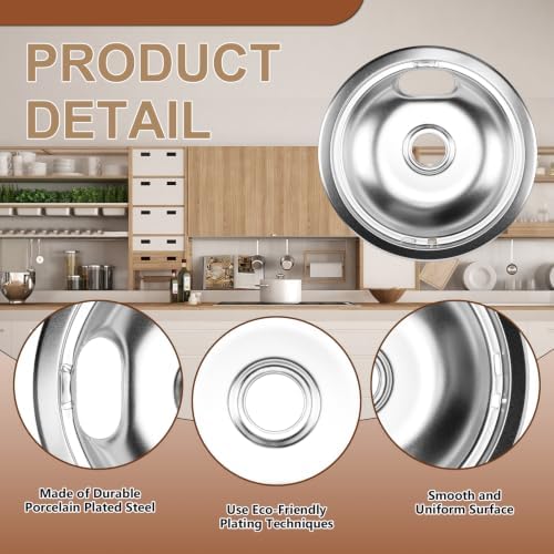 W10290350 W10290353 Porcelain Burner Drip Pans Compatible with Whirl-pool Electric Stove Range Top Drip Bowls Includes 1 Large 8-Inch and 3 Small