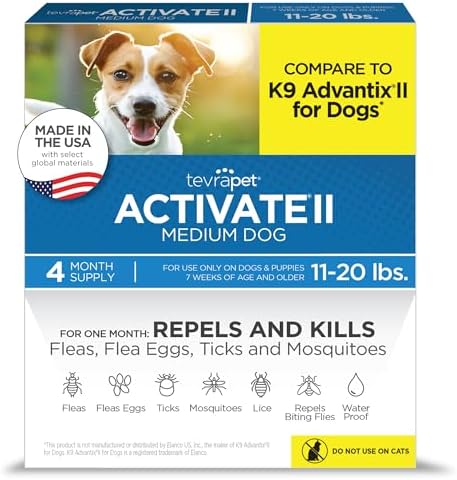 TevraPet Activate II Flea and Tick Prevention for Dogs, Large Dogs 21-55 lbs, Topical Drops, 4 Month Flea and Tick Treatment