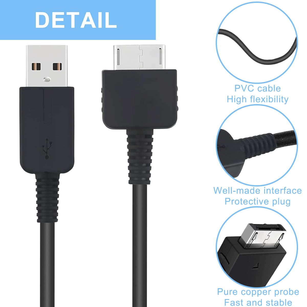 4 Pcs PS Vita Charger Cable, for PS Vita 1000 Charging, USB Data Power Charger, for PS Vita Original (PS Vita/PSV)(1.2m)