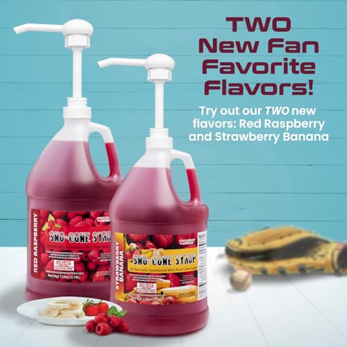 Mix & Match Concession Express Gallon Pure Cane Sno-Cone Syrup, No High Fructose Corn Syrup - W/Pumps (Case Of Four)