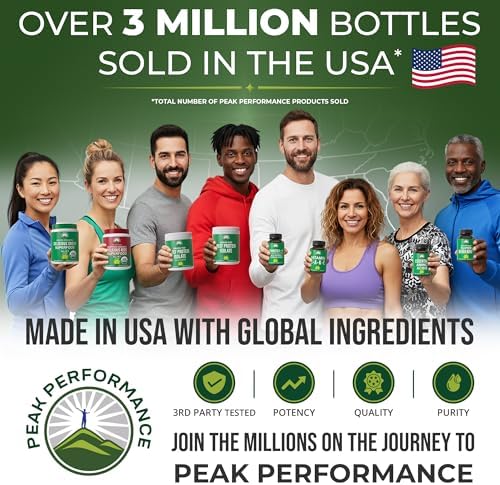 Peak Performance Organic Greens Superfood Powder. Best Tasting Super Greens | Powder with 25+ Organic Ingredients for Max Energy and Athletic Performance. Vegan Keto Green Juice Daily Drink