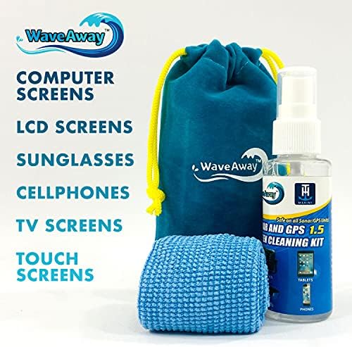 T-H Marine Wave Away Sonar & GPS Screen Cleaner Kit – Ammonia-Free LCD Screen Cleaner with Microfiber Cloth – Drip-Resistant
